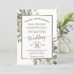 Convite Casamento de pinheiros com Ouro Eucalyptus