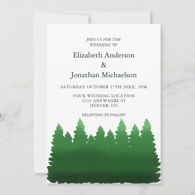 Convite Casamento de Pinheiros de Madeira (Frente)