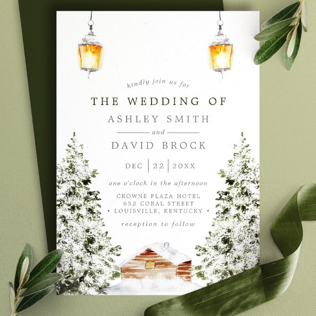 Convite Casamento De Pinheiros De Neve Russo De Inverno (Criador carregado)