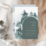 Convite Casamento de Pinheiros Verdes em Woodcolor Woodlan<br><div class="desc">Watercolor Woodland Green Pine Trees Convite Para Casamento. Estique seus convidados de casamento com este convite de casamento rústico, da floresta, com uma foto pitoresca de cor d'água de pinheiros e montanhas em verde e branco. Este belo convite cênico dá calma, rústica, sente à sua floresta, floresta ou casamento de...</div>