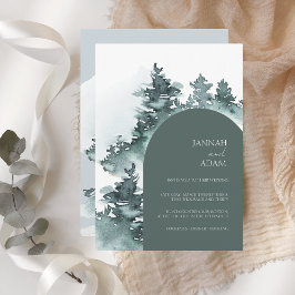 Convite Casamento de Pinheiros Verdes em Woodcolor Woodlan