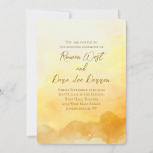 Convite Casamento de pintura de madeira amarelo alaranjado