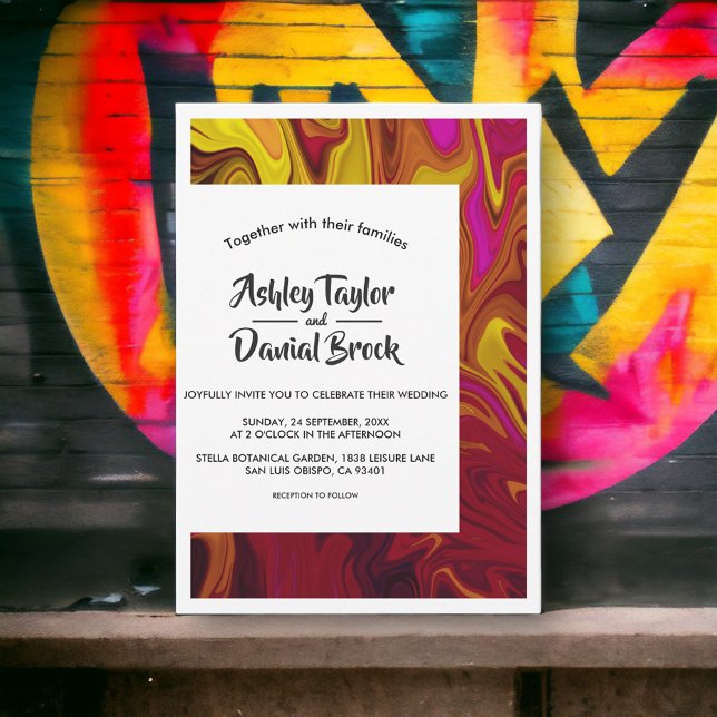 Convite Casamento de pintura de óleo de Abstrato Contempor (Criador carregado)