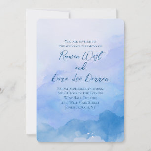 Convite Casamento de Pintura de Ombre Azul