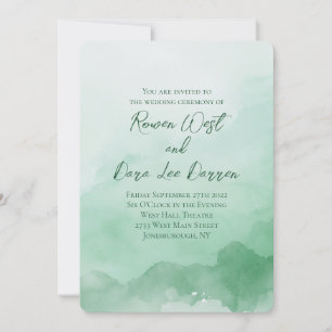 Convite Casamento de pintura de Ombre Verde Sage