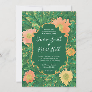 Convite Casamento de Pintura em Aquarela de Flores Bonitas