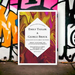 Convite Casamento de pintura fina de Abstrato Oil Elegante