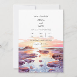 Convite Casamento de Piscinas do lado da costa