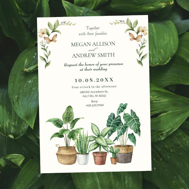 Convite Casamento de plantas de jardinagem verde (Criador carregado)