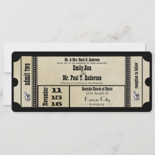 Convite Casamento de Playbill de Tíquete de Velho Destino
