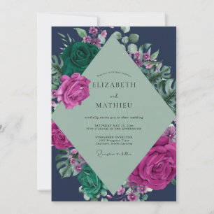 Convite Casamento de Pluma de Meia-Noite Monstera Eucalipt