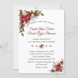 Convite Casamento de Poinsettia Branca de Natal