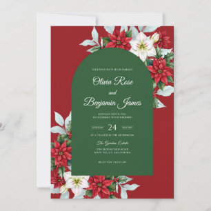 Convite Casamento de Poinsettia Carmesim Poeira de Inverno