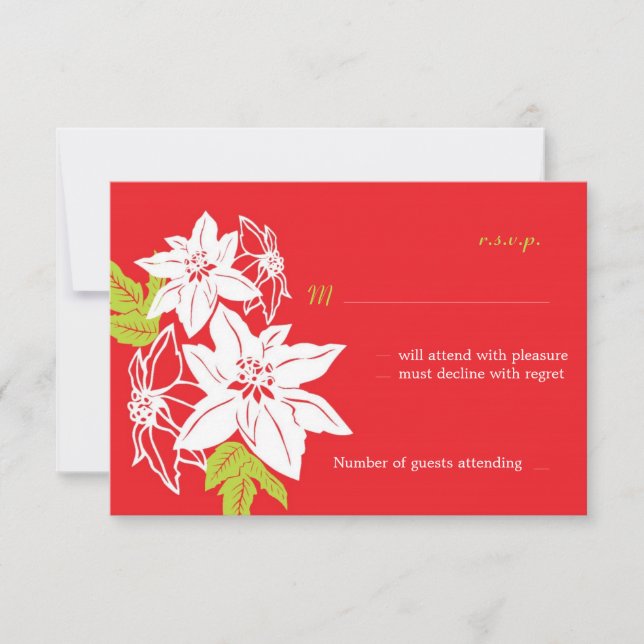 Convite Casamento de Poinsettias de Feriado Vermelho e Ver (Frente)