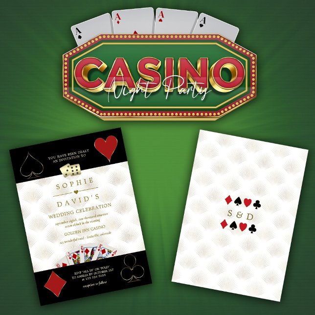 Convite Casamento de Poker em Vegas, Casino Negro Branco d (Criador carregado)
