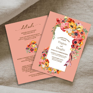 Convite Casamento De Poppies Coloridos