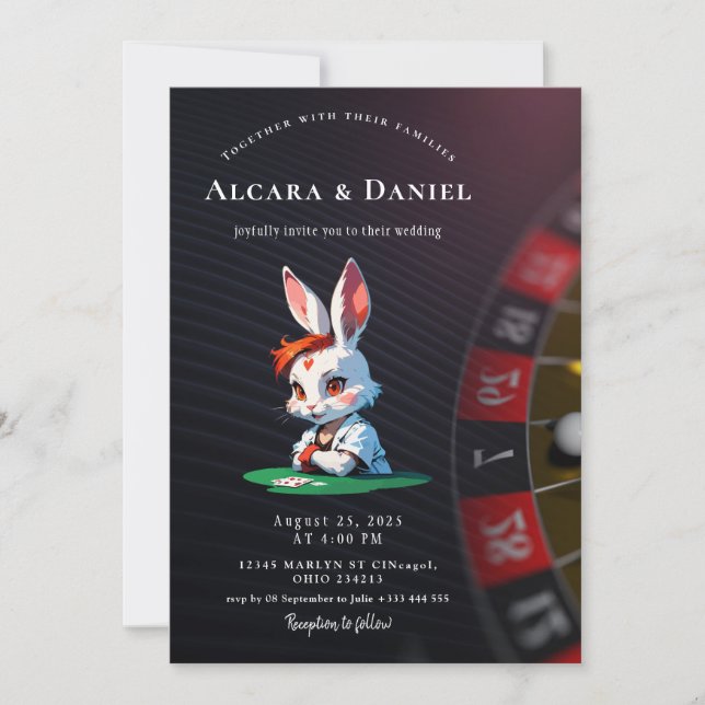 Convite Casamento de Pôquer no Casino Las Vegas (Frente)