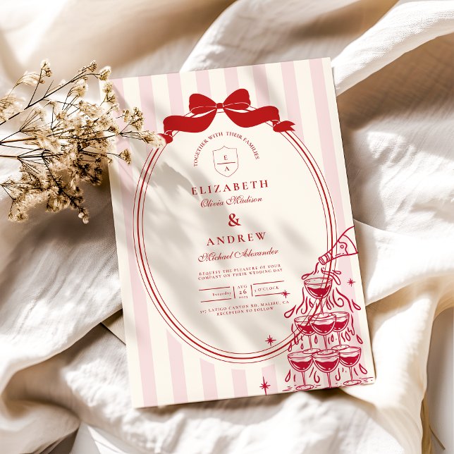 Convite Casamento de Porodle da Torre de Champanhe Whimsic (Criador carregado)