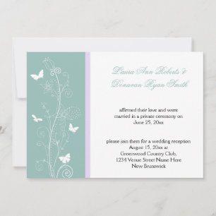 Convite Casamento de Posto de Borboletas Florais de Mint e