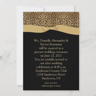 Convite Casamento de Posto de Fita Preta de Leopard Imprim