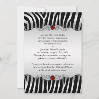 Convite Casamento de Posto Negra-Zebra Vermelha Silver Cas