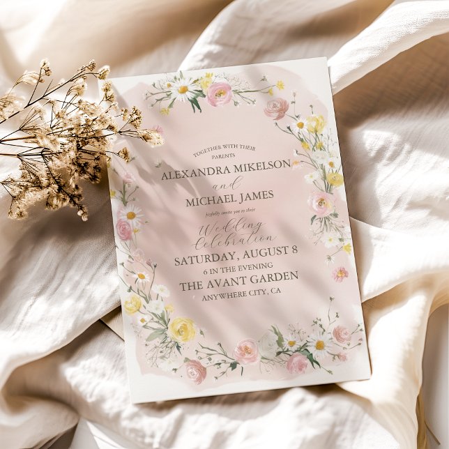 Convite Casamento de Prados de Flor Selvagem Whimsical (Criador carregado)