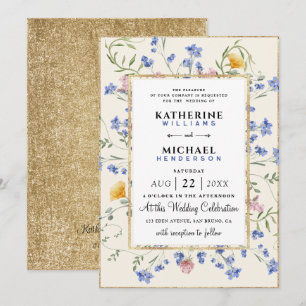 Convite Casamento de Prados de Flores Selvagens Botânicas
