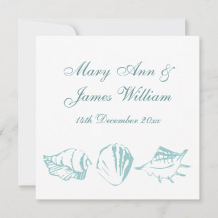 Convite Casamento de Praia Blue Seashells
