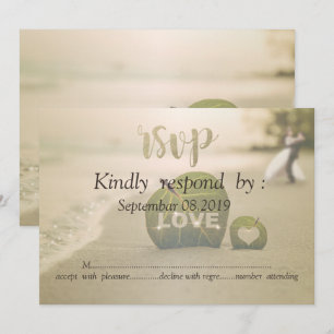 Convite Casamento de Praia Casal, Amor RSVP