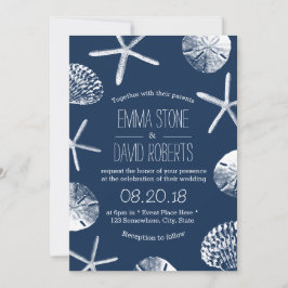 Convite Casamento de praia com estrelas-do-Marinho náutico