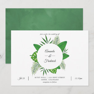 Convite Casamento de Praia com Folhas Tropicais em Foto