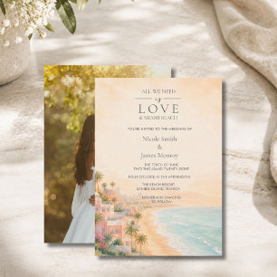 Convite Casamento de Praia com Foto de Destino em Miami Be