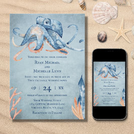 Convite Casamento de Praia com Octopus Sea Life
