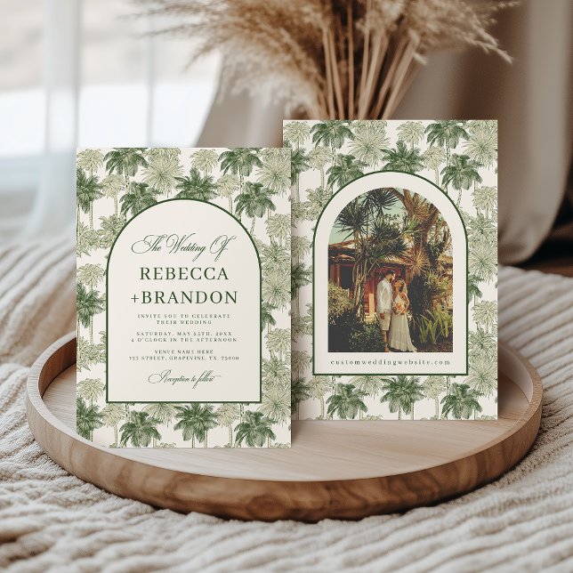 Convite Casamento de Praia com Palmeira Antiga Toile De Jo (Criador carregado)
