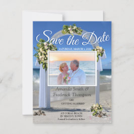 Convite Casamento de praia com rosas floribunda branca