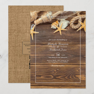 Convite Casamento de Praia com RSVP por Código QR Rústico