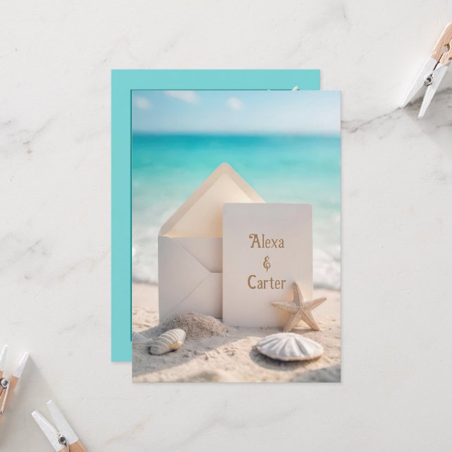 Convite Casamento De Praia Convide Com Fígado (Frente/Verso In Situ)