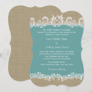 Convite Casamento de praia da cerceta da festão do mar