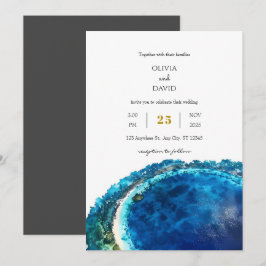 Convite Casamento de Praia da Ilha de Atoll Tropical de Ág
