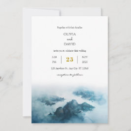 Convite Casamento de Praia da Ilha Tropical de Dusty Blue