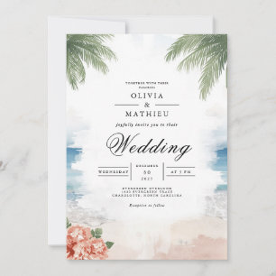 Convite Casamento de Praia da Palm Breeze Costeira