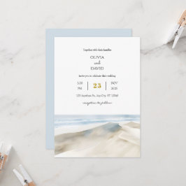 Convite Casamento de Praia da Pastel White Sandy Dunes Sho