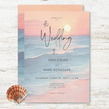 Casamento de Praia da Sunset Watercolor no Oceano