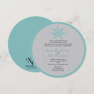 Convite Casamento de Praia de Aqua Starfish Stripe