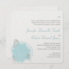 Convite Casamento de praia de Blue Seashell