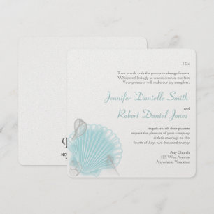 Convite Casamento de praia de Blue Seashell