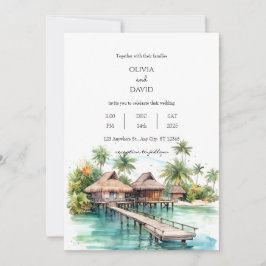 Convite Casamento de Praia de Bungalows, Ilhas Costeiras e
