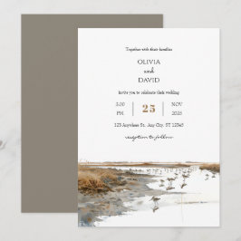 Convite Casamento de Praia de Cenas Costeiras Art Watercol