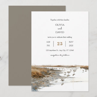 Convite Casamento de Praia de Cenas Costeiras Art Watercol