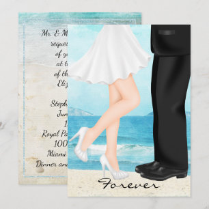 Convite Casamento de Praia de Destino com Noiva e Groom